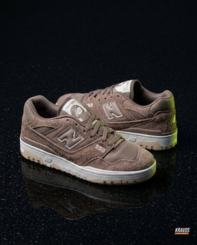 NB 550 Leather Panelled Court Trainer Mixed Taupe White