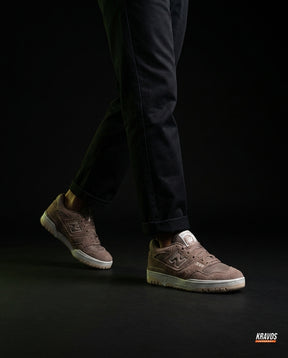 NB 550 Leather Panelled Court Trainer Mixed Taupe White
