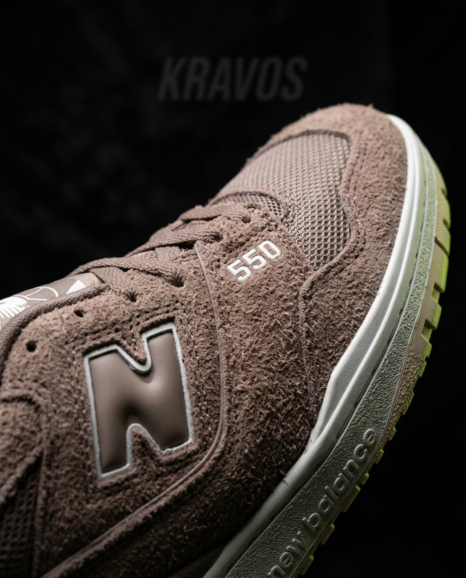 NB 550 Leather Panelled Court Trainer Mixed Taupe White