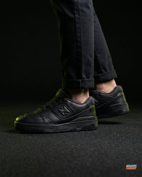 NB 550 Leather Panelled Court Trainer Black Triple Black