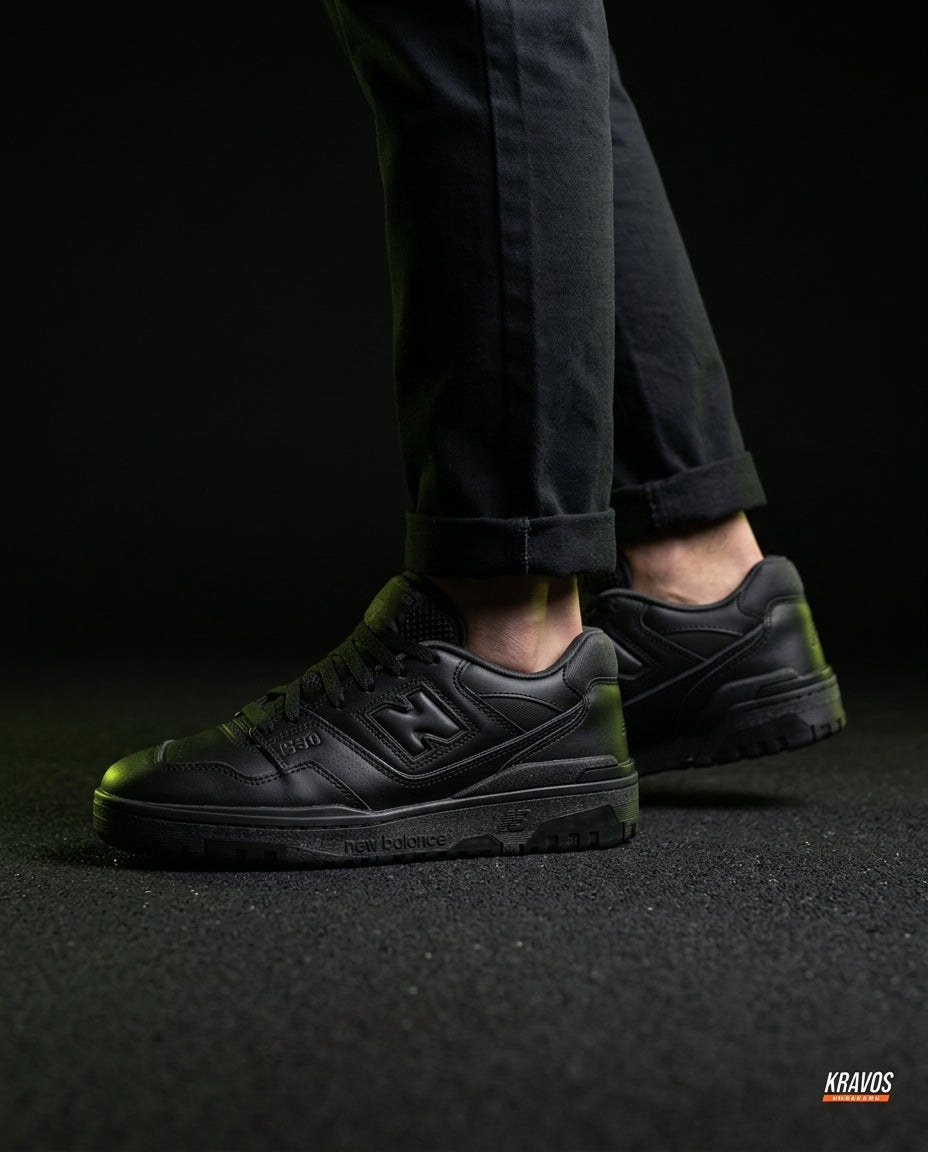NB 550 Leather Panelled Court Trainer Black Triple Black