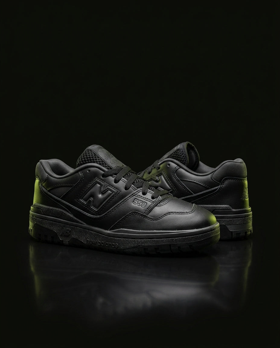 NB 550 Leather Panelled Court Trainer Black Triple Black