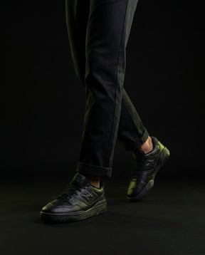 NB 550 Leather Panelled Court Trainer Black Triple Black
