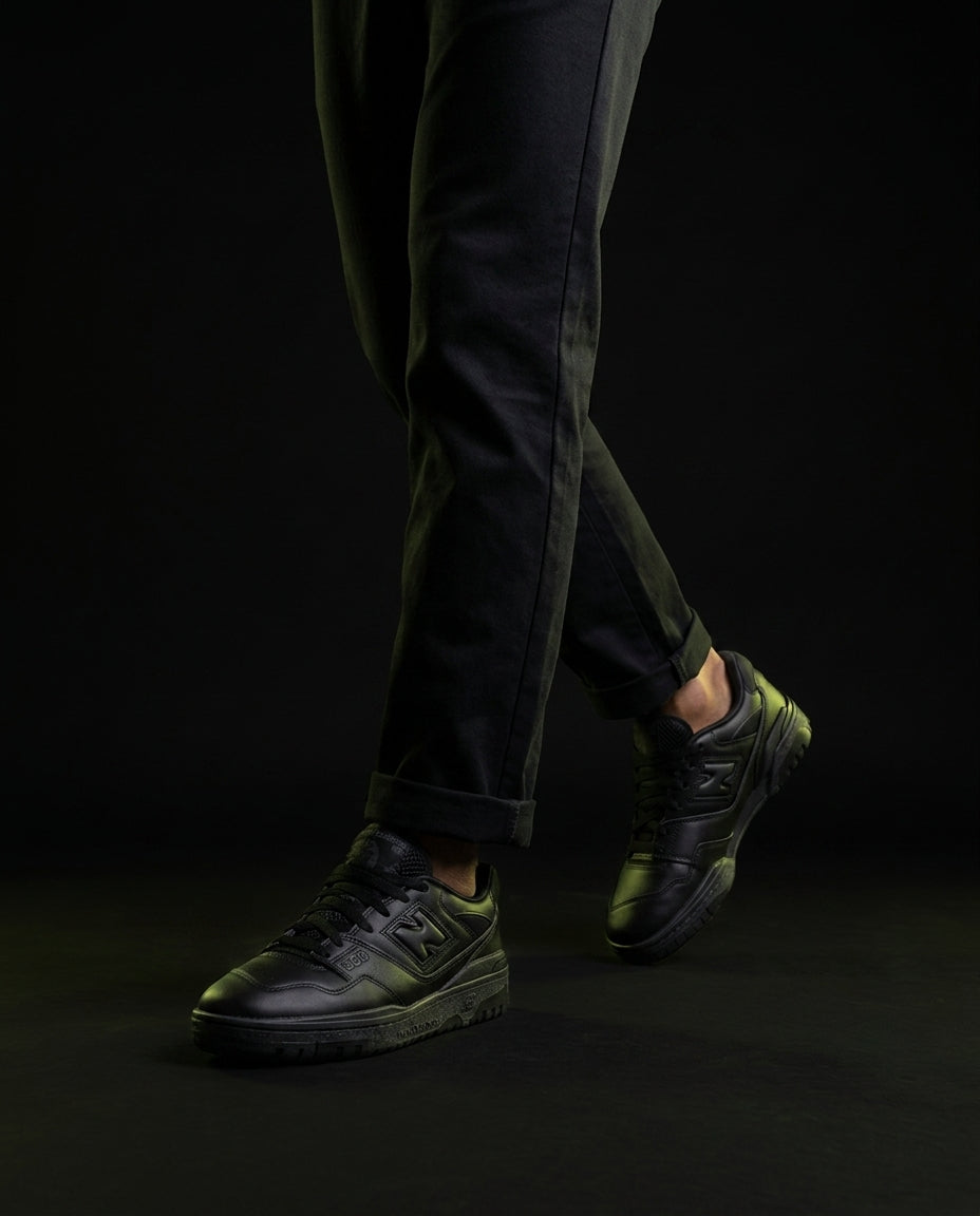 NB 550 Leather Panelled Court Trainer Black Triple Black