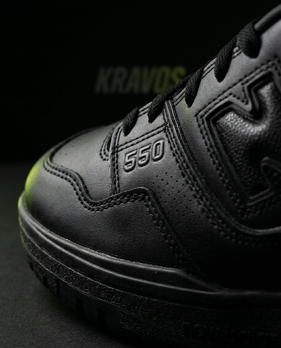 NB 550 Leather Panelled Court Trainer Black Triple Black