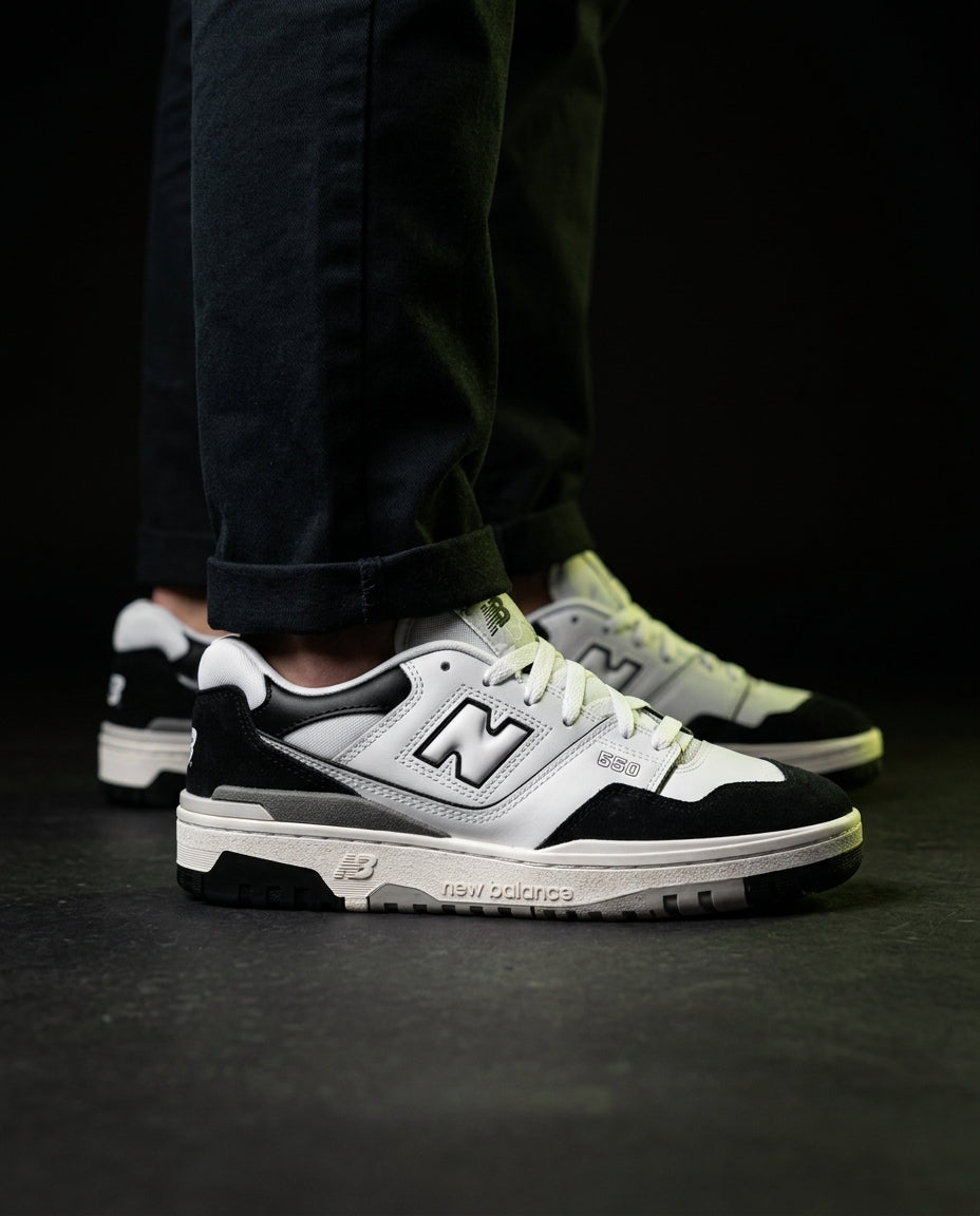 NB 550 Leather Panelled Court Trainer White 1 White Black Grey