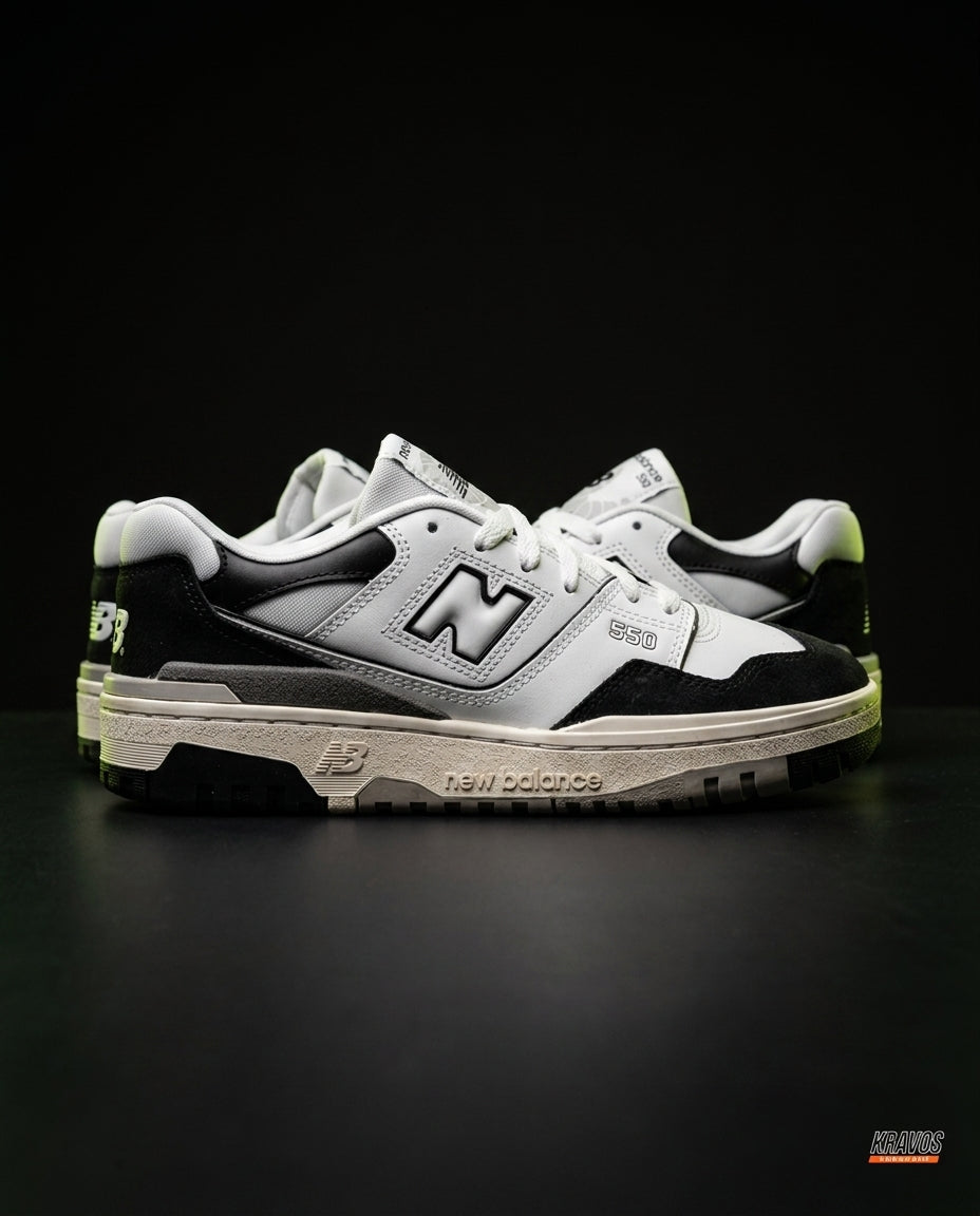 NB 550 Leather Panelled Court Trainer White 1 White Black Grey