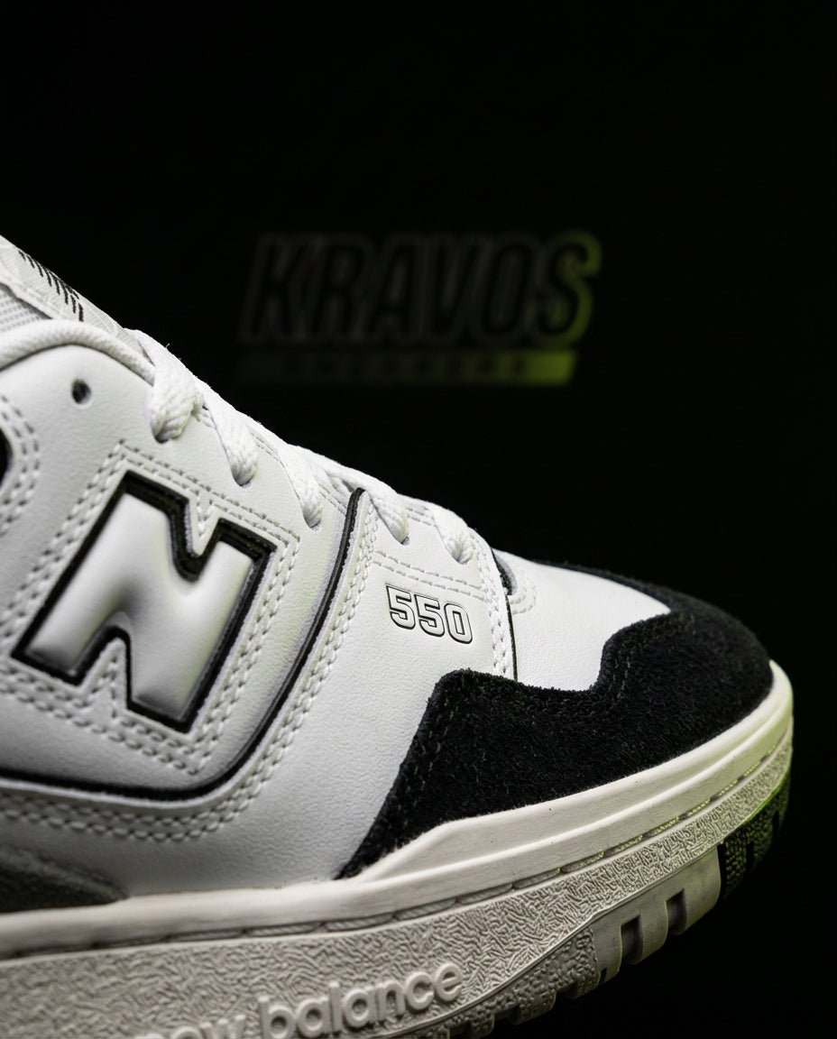 NB 550 Leather Panelled Court Trainer White 1 White Black Grey
