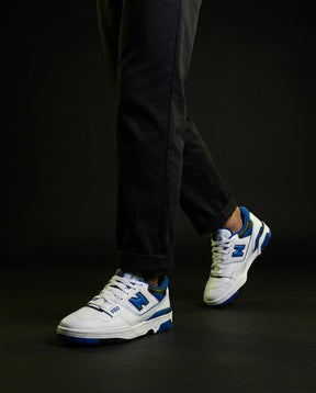 NB 550 Leather Panelled Court Trainer White 2 White Blue