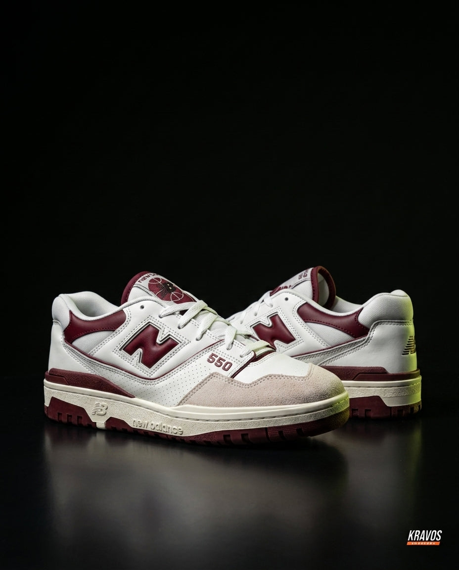 NB 550 Leather Panelled Court Trainer White 1 White Burgundy