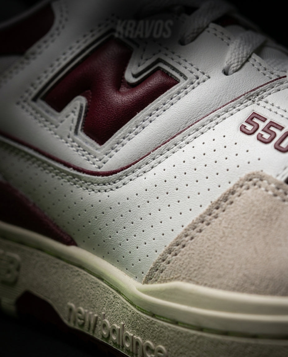 NB 550 Leather Panelled Court Trainer White 1 White Burgundy