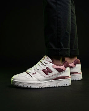 NB 550 Leather Panelled Court Trainer White 1 White Burgundy Pink