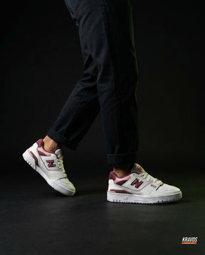 NB 550 Leather Panelled Court Trainer White 1 White Burgundy Pink