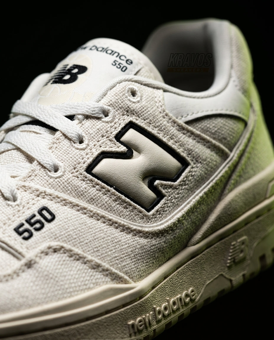 NB 550 Leather Panelled Court Trainer Cream White Cream