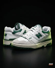 NB 550 Leather Panelled Court Trainer White 1 White Green