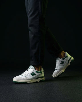NB 550 Leather Panelled Court Trainer White 1 White Green
