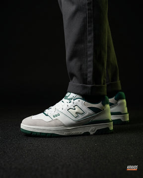 NB 550 Leather Panelled Court Trainer White 2 White Green Grey