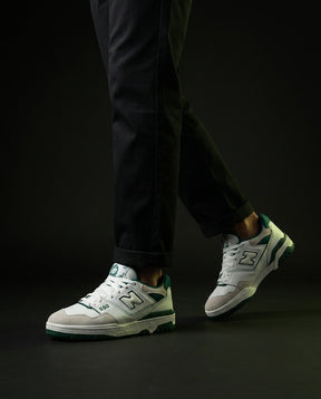 NB 550 Leather Panelled Court Trainer White 2 White Green Grey