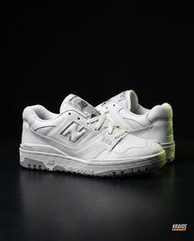 NB 550 Leather Panelled Court Trainer White 2 White Grey