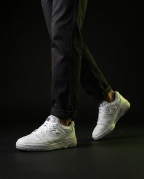 NB 550 Leather Panelled Court Trainer White 2 White Grey