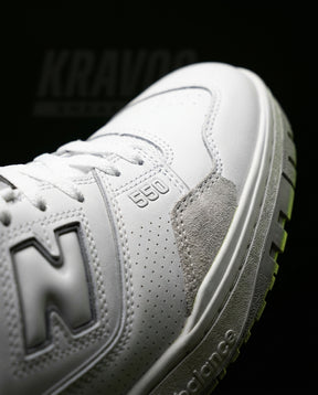 NB 550 Leather Panelled Court Trainer White 2 White Grey