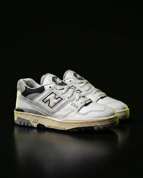 NB 550 Leather Panelled Court Trainer White 2 White Grey Black