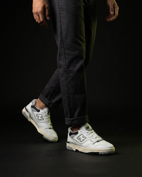 NB 550 Leather Panelled Court Trainer White 2 White Grey Black