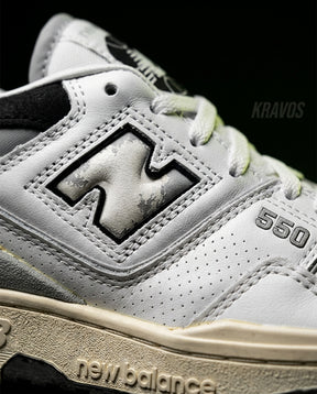 NB 550 Leather Panelled Court Trainer White 2 White Grey Black