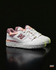 NB 550 Leather Panelled Court Trainer White 1 White Mauve Peach