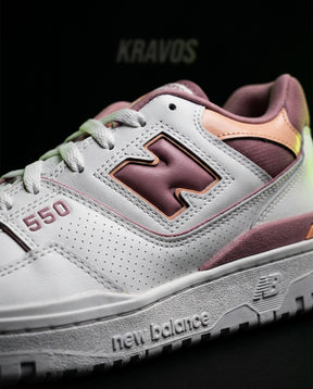 NB 550 Leather Panelled Court Trainer White 1 White Mauve Peach