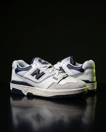 NB 550 Leather Panelled Court Trainer White 2 White Navy