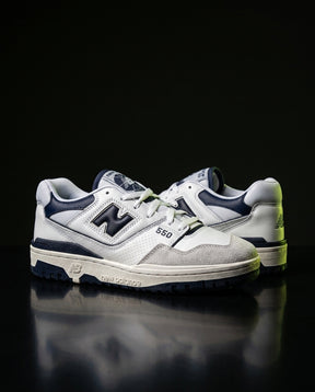 NB 550 Leather Panelled Court Trainer White 2 White Navy