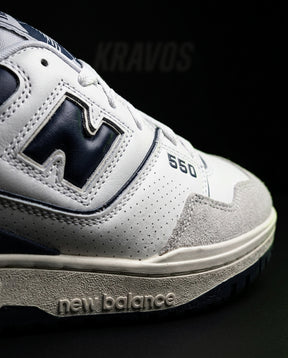 NB 550 Leather Panelled Court Trainer White 2 White Navy