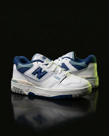 NB 550 Leather Panelled Court Trainer White 2 White Navy Blue