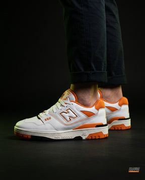 NB 550 Leather Panelled Court Trainer White 2 White Orange