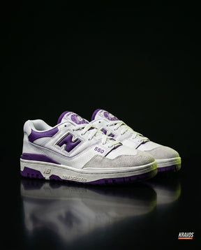 NB 550 Leather Panelled Court Trainer White 1 White Purple