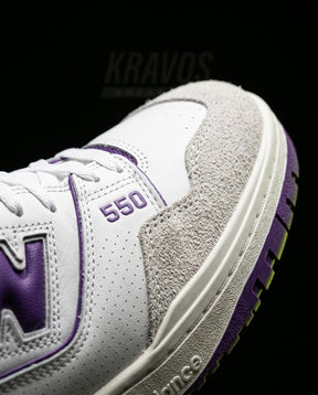 NB 550 Leather Panelled Court Trainer White 1 White Purple
