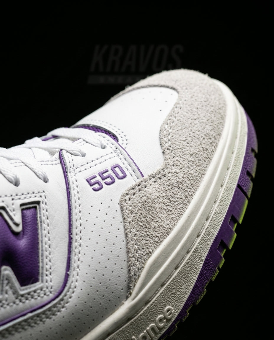 NB 550 Leather Panelled Court Trainer White 1 White Purple