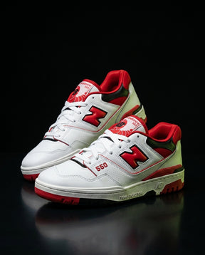 NB 550 Leather Panelled Court Trainer White 1 White Red