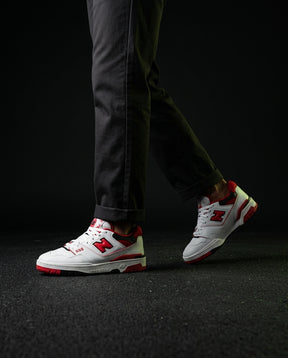 NB 550 Leather Panelled Court Trainer White 1 White Red
