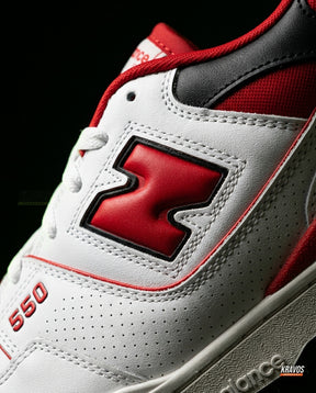 NB 550 Leather Panelled Court Trainer White 1 White Red