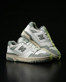NB 550 Leather Panelled Court Trainer White 1 White Sage Grey
