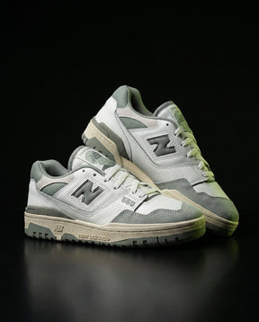 NB 550 Leather Panelled Court Trainer White 1 White Sage Grey