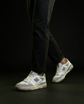 NB 550 Leather Panelled Court Trainer White 1 White Sage Grey