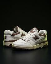 NB 550 Perforated Chunky Sole Trainer White Brown