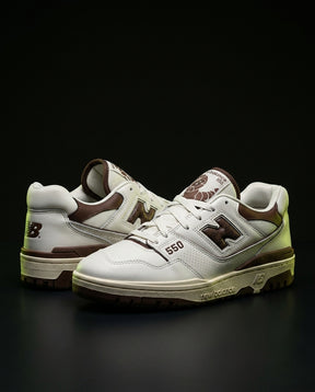 NB 550 Perforated Chunky Sole Trainer White Brown