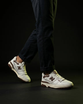 NB 550 Perforated Chunky Sole Trainer White Brown