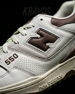 NB 550 Perforated Chunky Sole Trainer White Brown