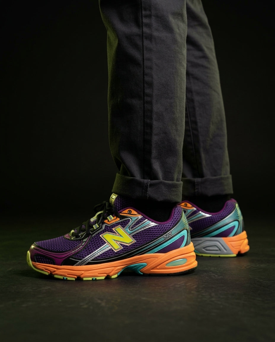 NB 740 Mesh Layered Retro Runner Purple Orange Multi