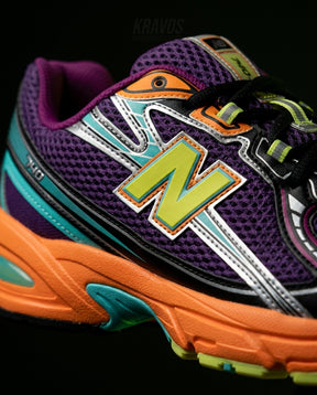 NB 740 Mesh Layered Retro Runner Purple Orange Multi